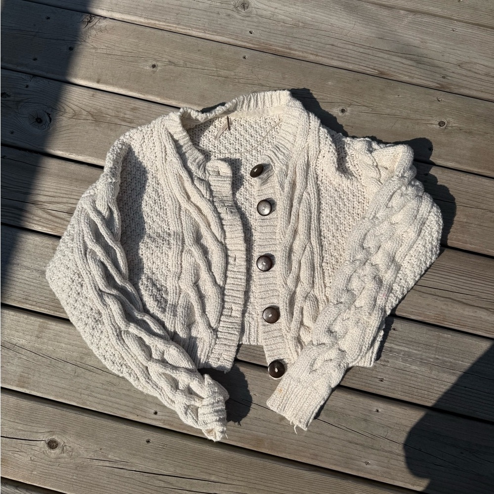 Free People Cream Bonfire Sweater